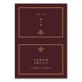 Old Money Burgundy Wedding Table Place Card Tischnummer