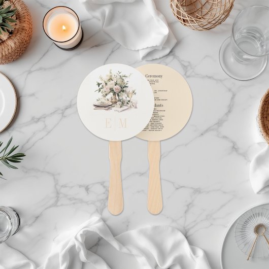 Old Money Champagne und Blush Wedding Programm Fächer