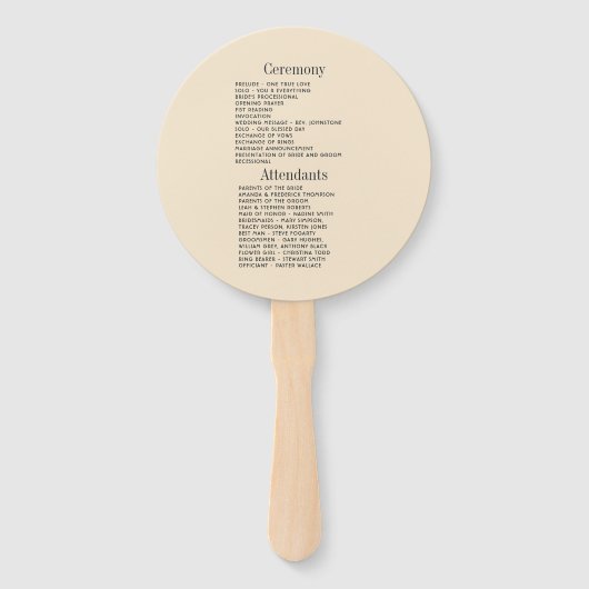 Old Money Champagne und Blush Wedding Programm Fächer (Rückseite)