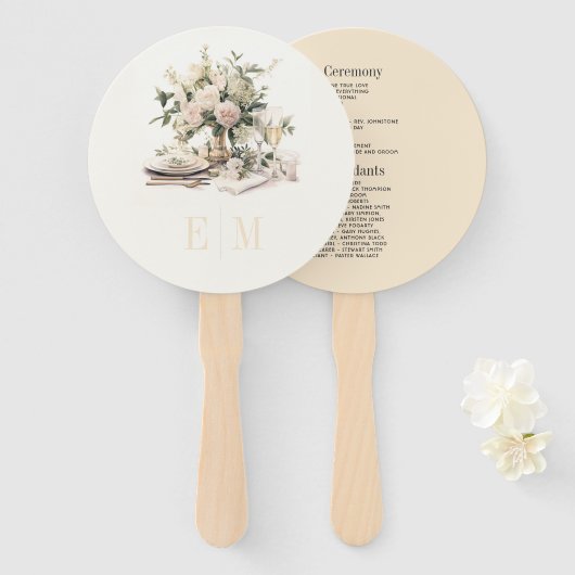 Old Money Champagne und Blush Wedding Programm Fächer (Vorne und Hinten)