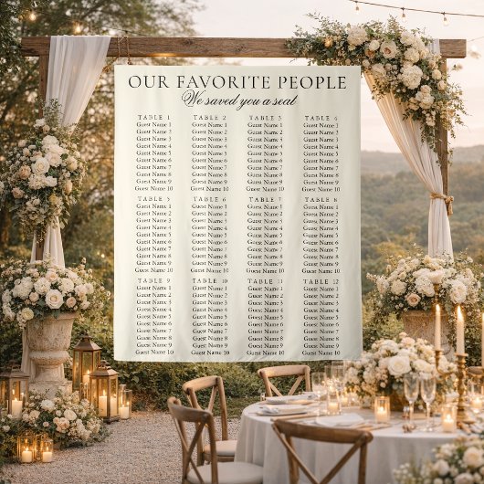 Old Money Chic Fabric Wedding Seating Chart Sign Wandteppich