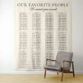 Old Money Chic Fabric Wedding Seating Chart Sign Wandteppich (Beispiel)