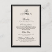 Old Money Classic Black Cream Wedding Details Begleitkarte (Vorderseite)