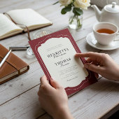 old money Classic Burgundy Script Name Wedding Einladung