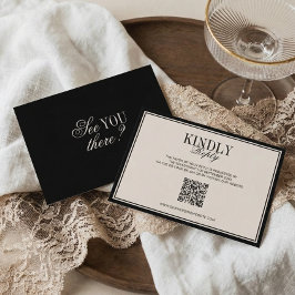 Old Money Classic Luxury Black Cream Wedding RSVP Karte