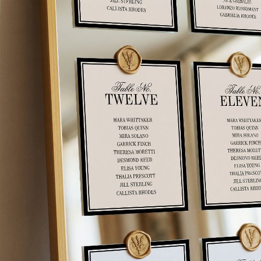Old Money Classic Luxury Black Cream Wedding Tischnummer