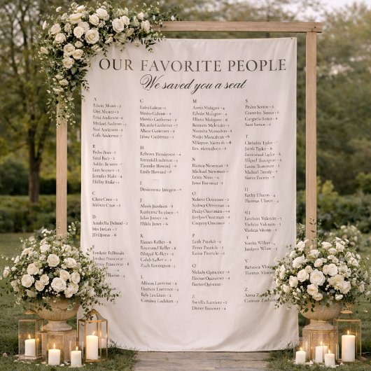 Old Money Classy Fabric Wedding Seating Chart Sign Wandteppich