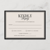 Old Money Classy Timeless Black Cream Wedding RSVP Karte (Vorderseite)