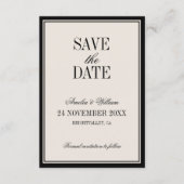 Old Money Classy Timeless Black Cream Wedding Save The Date (Vorderseite)