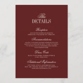 Old Money Classy Timeless Burgundy Wedding Einladung (Rückseite)