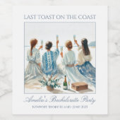 Old Money Coastal Chic Eleganter Junggeselinnen-Ab Weinetikett (Einzelnes Label)