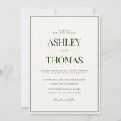 Old Money Dark Green Wedding Einladung (Vorderseite)