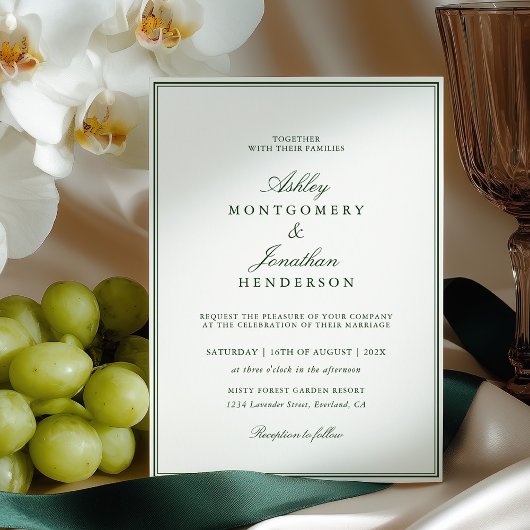 Old Money Dark Green Wedding Einladung