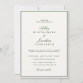 Old Money Dark Green Wedding Einladung (Vorderseite)