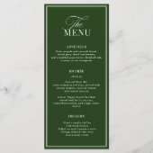 Old Money Dark Green Wedding Menükarte (Vorderseite)