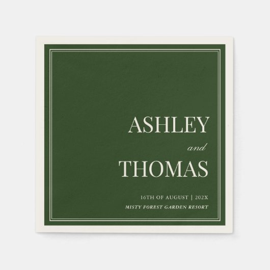 Old Money Dark Green Wedding Serviette (Vorderseite)