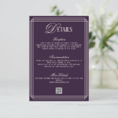 Old Money Dark Purple Wedding Details  Begleitkarte (Stehend Vorderseite)
