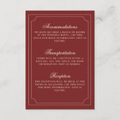 Old Money Deep Red Ivory Checkered Wedding Details Begleitkarte (Rückseite)