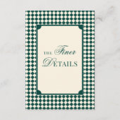Old Money Emerald Ivory Checkered Wedding Details Begleitkarte (Vorderseite)