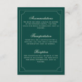 Old Money Emerald Ivory Checkered Wedding Details Begleitkarte (Rückseite)