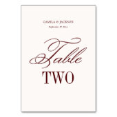 Old Money Ivory and Burgundy Wedding Tischnummer (Vorderseite)