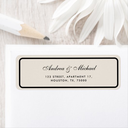 Old Money Ivory & Black Wedding Return Address (Insitu)