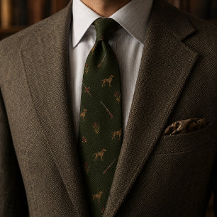 Old Money Jagdhund Sportliches Gewehr Herringbone Krawatte