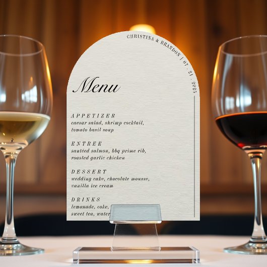 Old Money Minimalistisch Ecru White Arch Wedding M Einladung