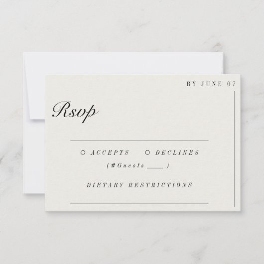 Old Money Minimalistisch Ecru White Wedding RSVP (Vorderseite)