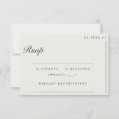 Old Money Minimalistisch Ecru White Wedding RSVP Karte (Vorderseite)