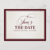 Old Money Modern Burgundy Luxury Save the date Postkarte (Vorderseite)