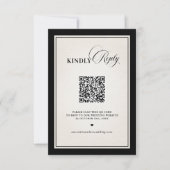 Old Money Modern Formal Black Luxury Chic QR code RSVP Karte (Vorderseite)