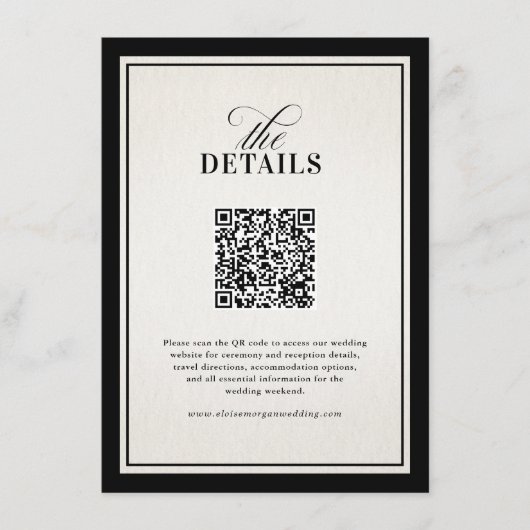 Old Money Modern Formal Black Luxury Chic Wedding Begleitkarte (Vorderseite)