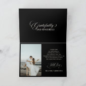 Old Money Modern Formal Black Luxury Chic Wedding Dankeskarte (Innenseite)