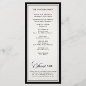 Old Money Modern Formal Black Luxury Chic Wedding Programm (Rückseite)