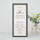 Old Money Modern Formal Black Luxury Chic Wedding Programm (Stehend Vorderseite)