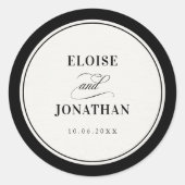 Old Money Modern Formal Black Luxury Chic Wedding Runder Aufkleber (Vorderseite)