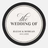 Old Money Modern Formal Black Luxury Chic Wedding Runder Aufkleber (Vorderseite)
