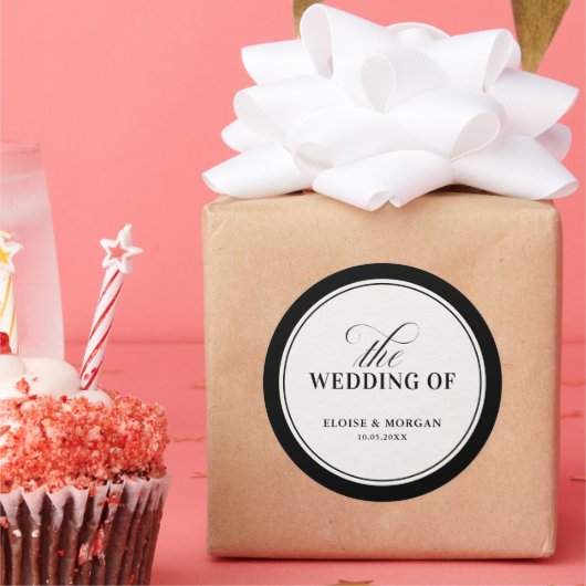 Old Money Modern Formal Black Luxury Chic Wedding Runder Aufkleber (Party)