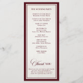 Old Money Modern Formal Burgundy Luxury Wedding Programm (Rückseite)