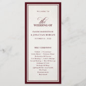 Old Money Modern Formal Burgundy Luxury Wedding Programm (Vorderseite)