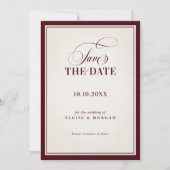 Old Money Modern Formal Burgundy Luxury Wedding Save The Date (Vorderseite)