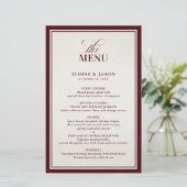 Old Money Modern Formal Burgundy Wedding Menu (Stehend Vorderseite)