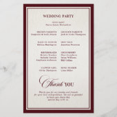 Old Money Modern Formal Burgundy Wedding Program (Rückseite)