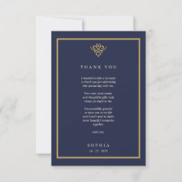 Old Money Navy Blue Flat Thank You Card Dankeskarte