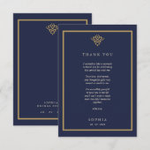 Old Money Navy Blue Flat Thank You Card Dankeskarte (Vorne/Hinten)