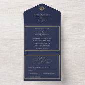 Old Money Navy Blue Wedding All In One Invitation Einladung (Innen Boden)
