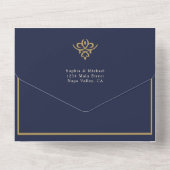 Old Money Navy Blue Wedding All In One Invitation Einladung (Rückseite)