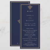 Old Money Navy Blue Wedding Flat Menu Menükarte (Vorne/Hinten)