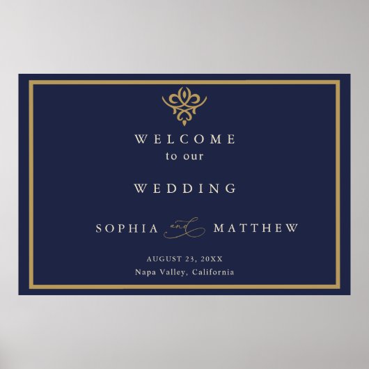 Old Money Navy Blue Wedding  Poster (Vorne)